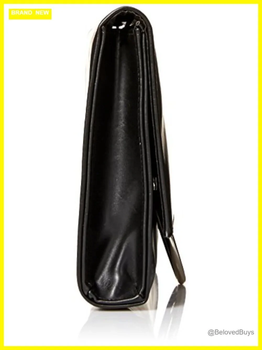 Large Vegan Leather Envelope Clutch with Ring Closure, Detachable Chain Strap